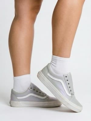 VANS Gray Leather Sneakers Kids US Size 4.5 Casual Solid Logo - Image 1