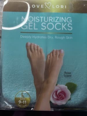 Love, Lori Moisturizing Gel Socks Blue Large Rose Scent Self-Activating Gel - Image 1