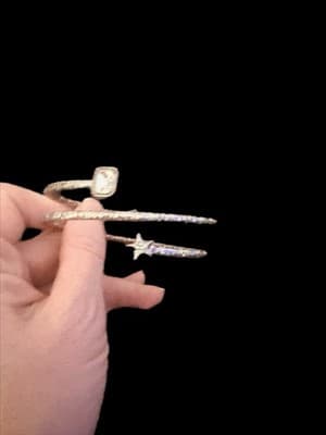 Silver Wrap Bracelet Fabric Metal - Thumbnail 2