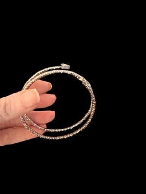 Silver Wrap Bracelet Fabric Metal - Thumbnail 3