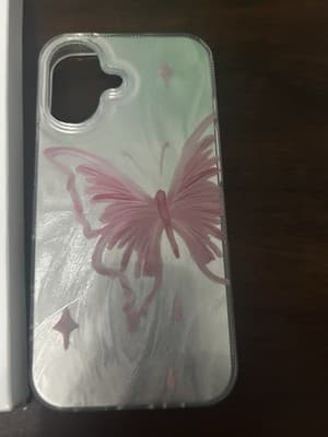 3 Butterfly, Glitter and Clear Cases for iPhone 16 6.1" Pink Clear + Protector - Thumbnail 4