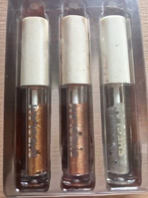 SUGAR Lip Gloss Set Liquid Shimmer Gold Bronze Silver 3 Tubes Multicolor - Image 1