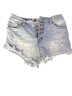 Rewash Jean Womens Juniors Shorts Cut Off High Rise Real Curve Button Distressed - Thumbnail 2