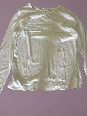 Ivory Black Pleated Crew Neck Women's Blouse Long Sleeve Solid Set of 2 - Thumbnail 2