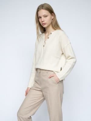 MEROKEETY White Knit Pants and Sweater Set for Women Regular Size M - Thumbnail 2