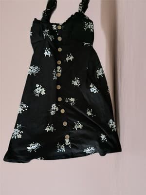 No Boundaries Girls Black Floral Sleeveless Button A-Line Dress S (3-5) - Thumbnail 2