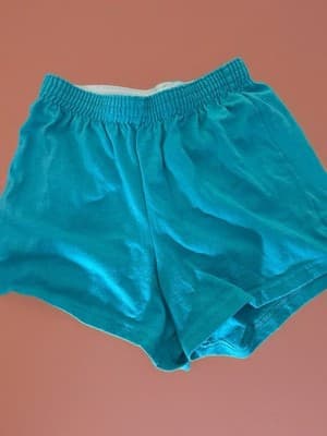 Soffe Juniors XS Sweat Shorts Turquoise Gray Elastic Waist Cotton Blend - Thumbnail 2