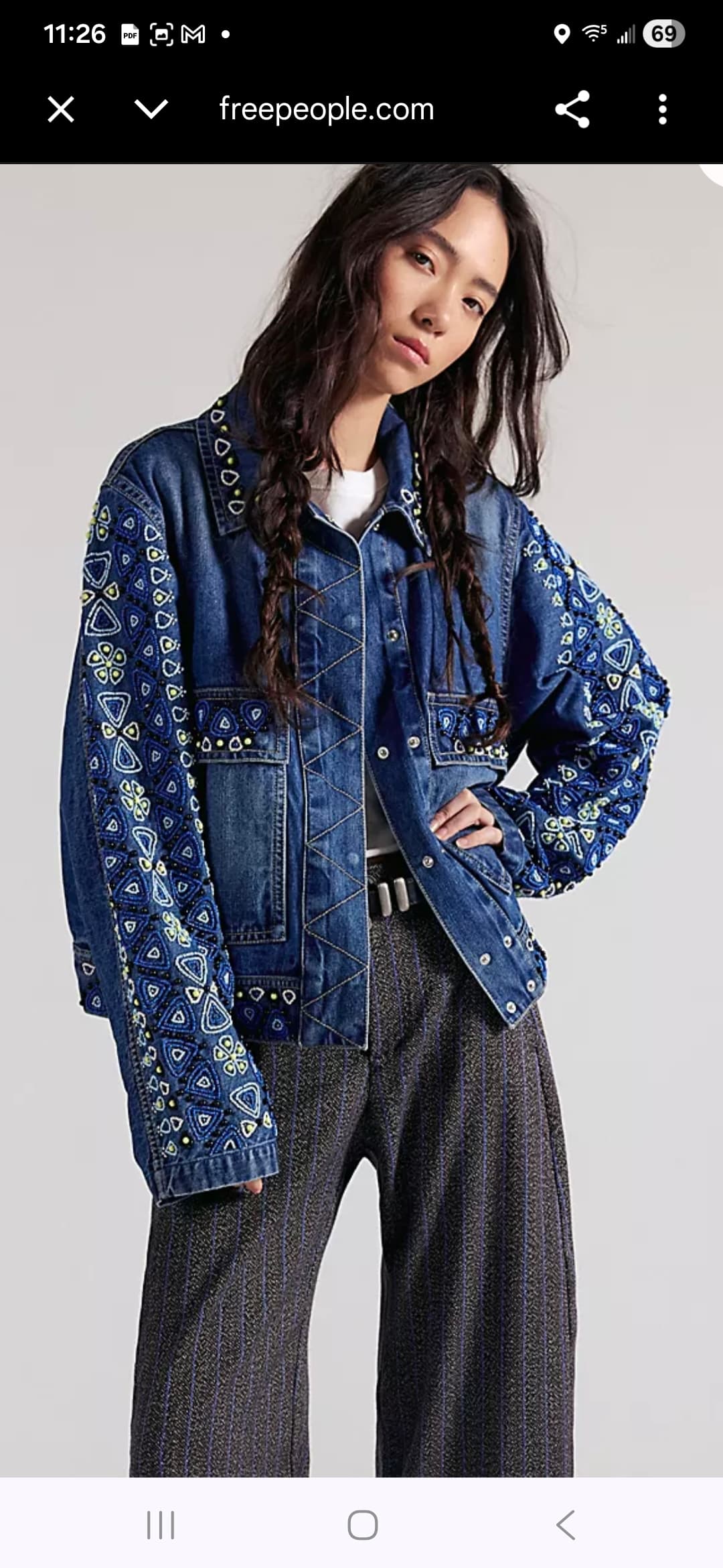 Free People Denim Jacket with Embroidery