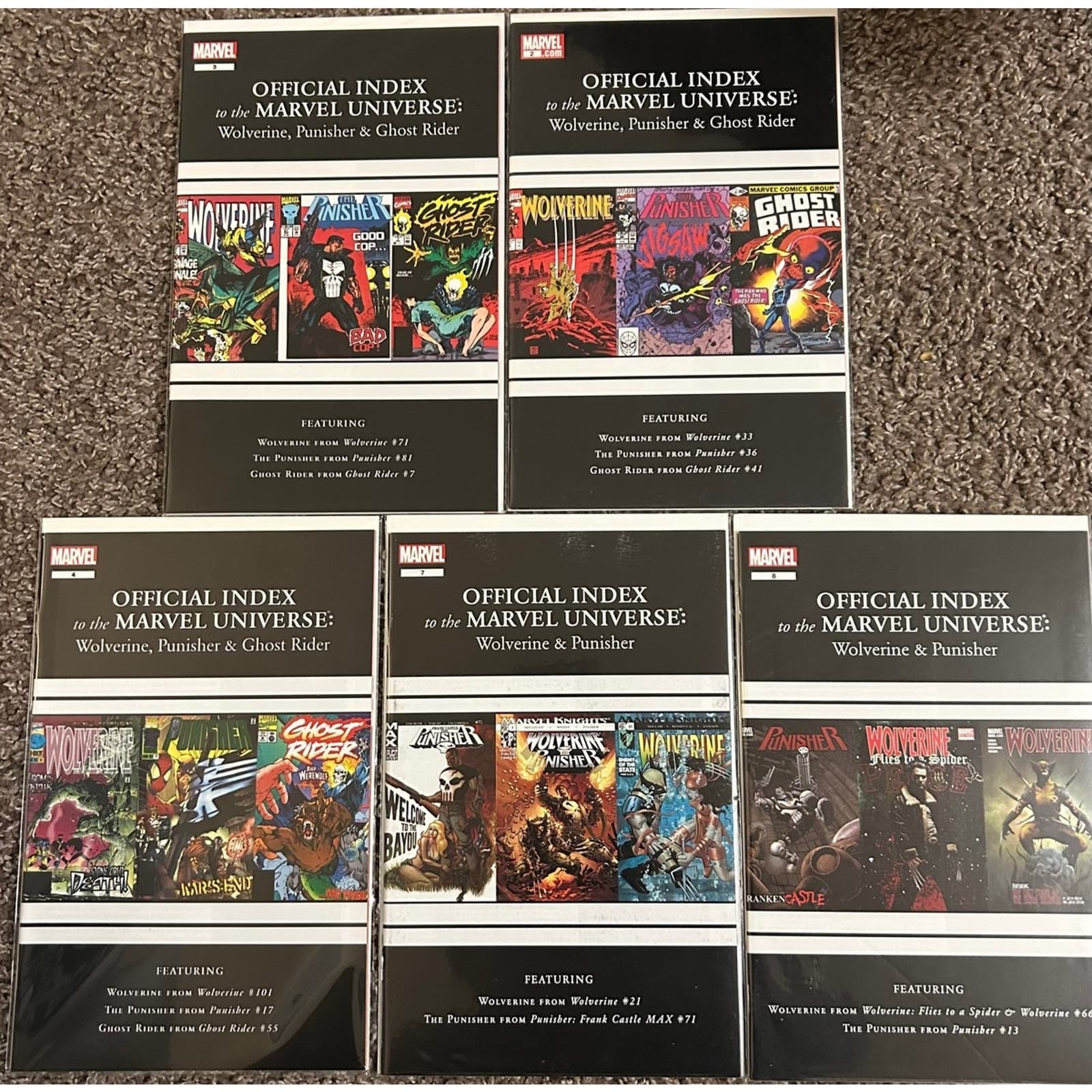 Official Index to the Marvel Universe Wolverine, Punisher & Ghost Rider Lot of 5 - Image 1