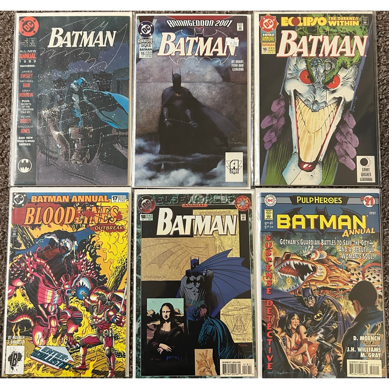 Batman Annual #13, 15, 16, 17, 18, 21 (1989-97 DC) Lot of 6 - 1 KEY ISSUE - Image 1