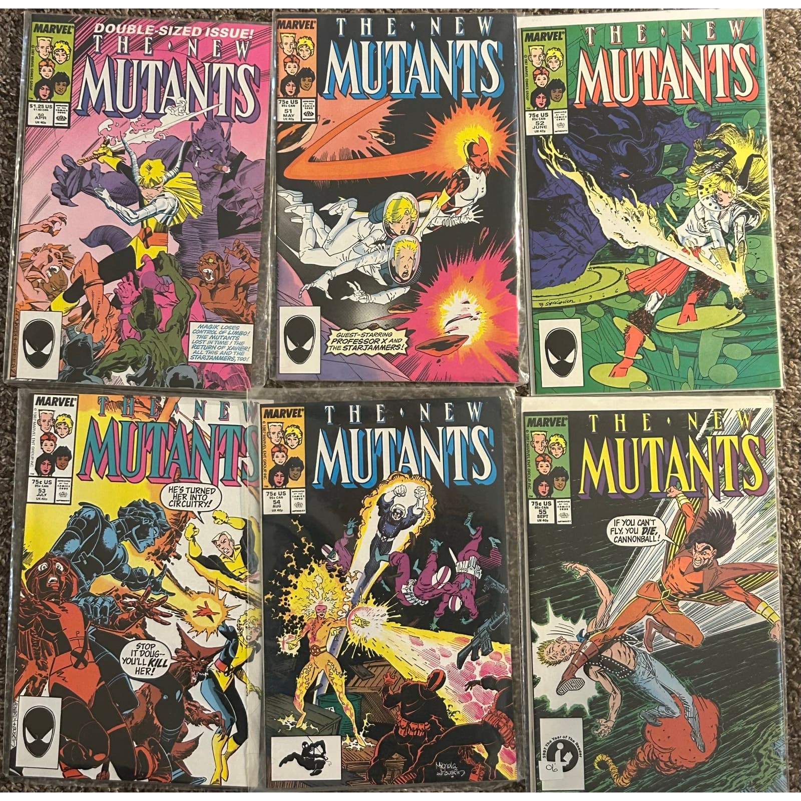 New Mutants #50, 51, 52, 53, 54, 55 (1986 Marvel) Lot of 6 - 1 Key Issue - Image 1