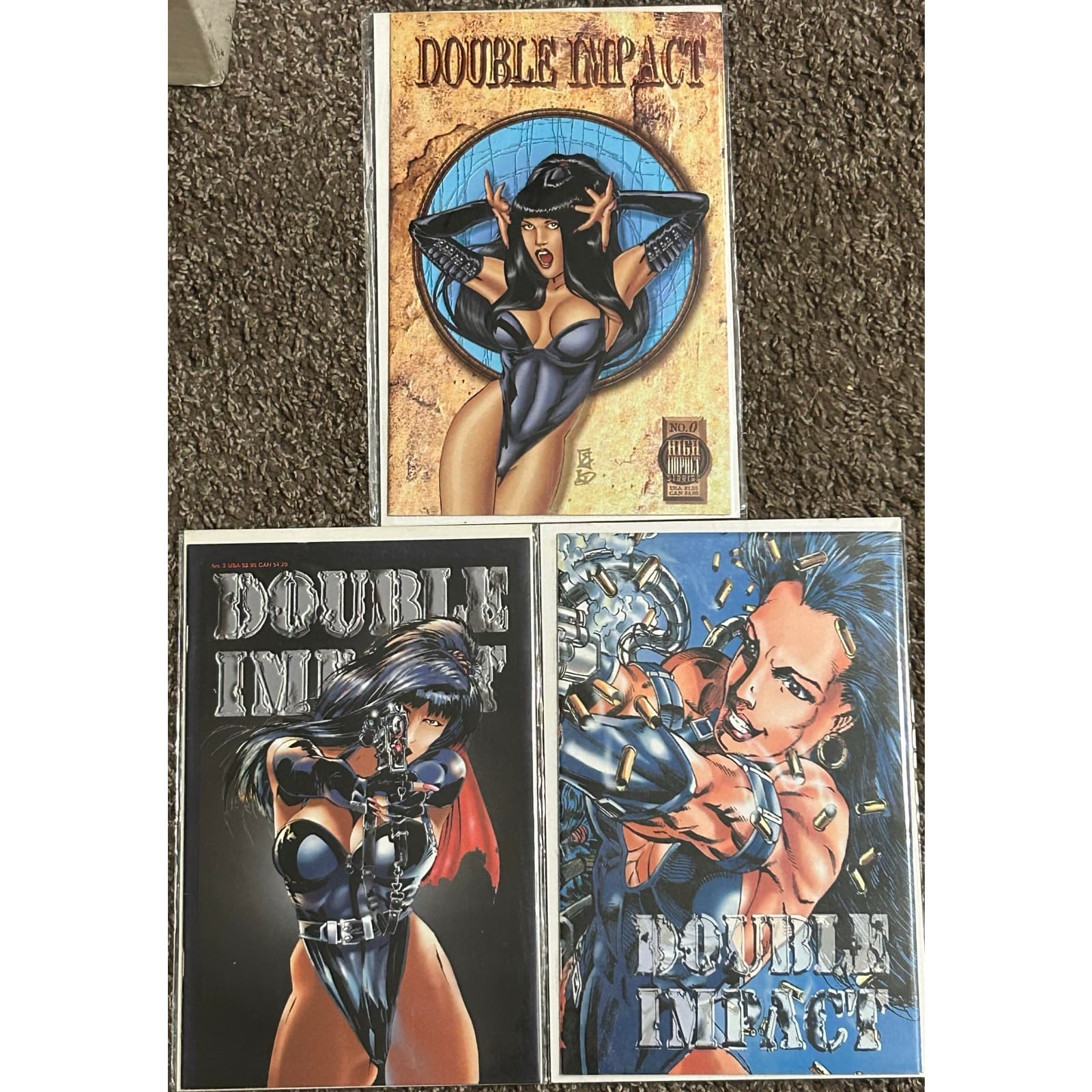 Double Impact #0, 3, 4 (1995 High Impact Entertainment) Lot of 3 - Image 1
