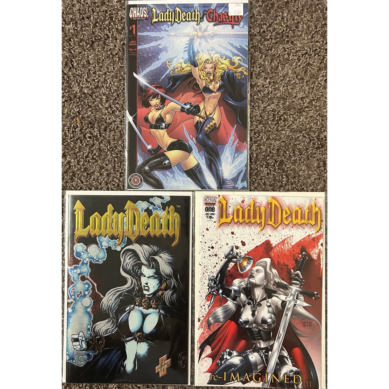 Lady Death: Chastity #1, Between Heaven & Hell #1, & re-IMAGINED #1 (1994 Chaos - Image 1