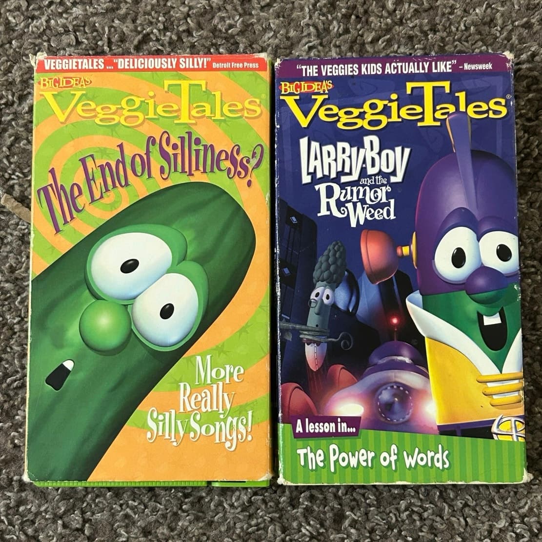 Veggie Tales The End of Silliness? (Green VHS) & Larry Boy & the Rumor Weed VHS - Image 1