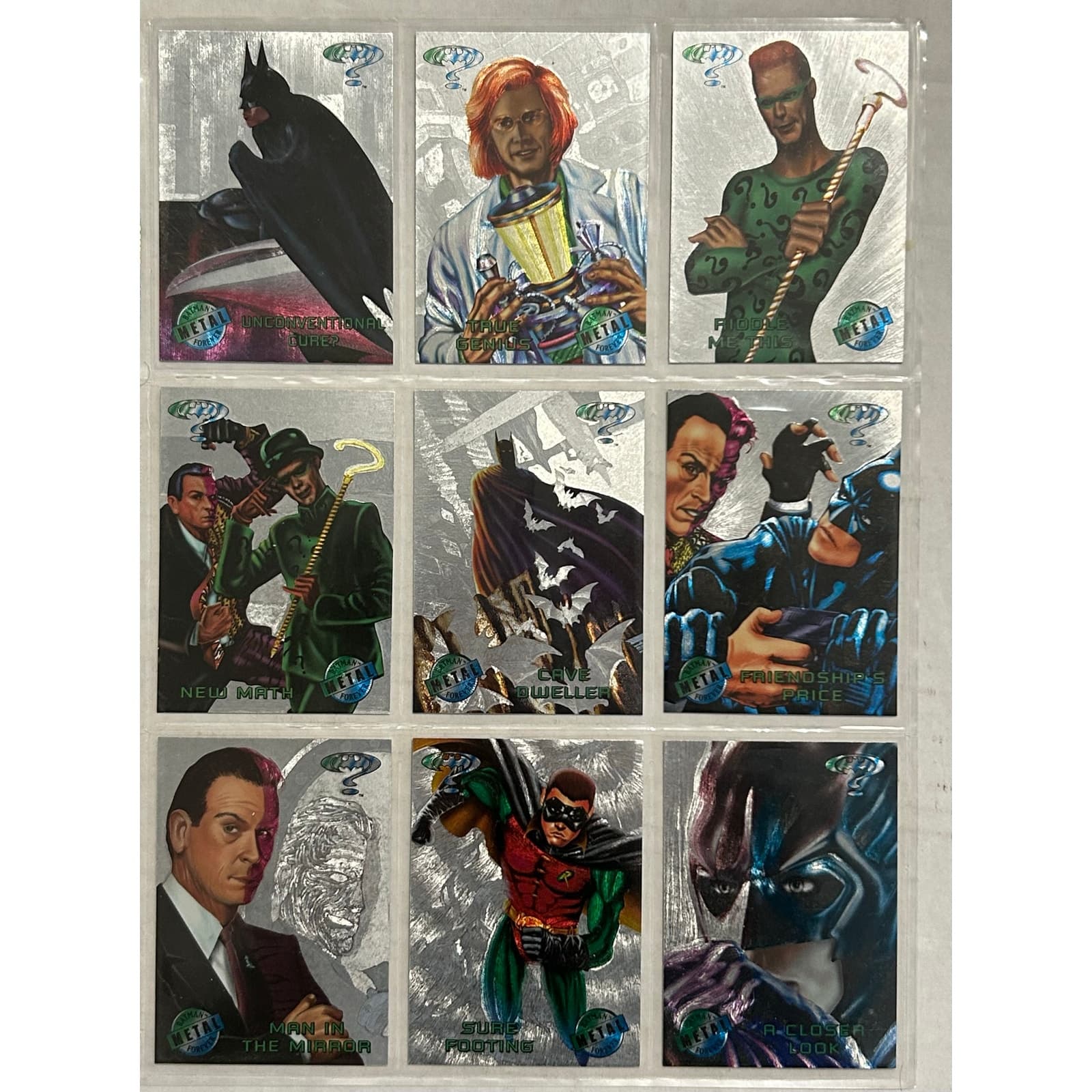 1995 Fleer Batman Forever Metal Silver Flasher Trading Cards Lot of 9 - Image 1