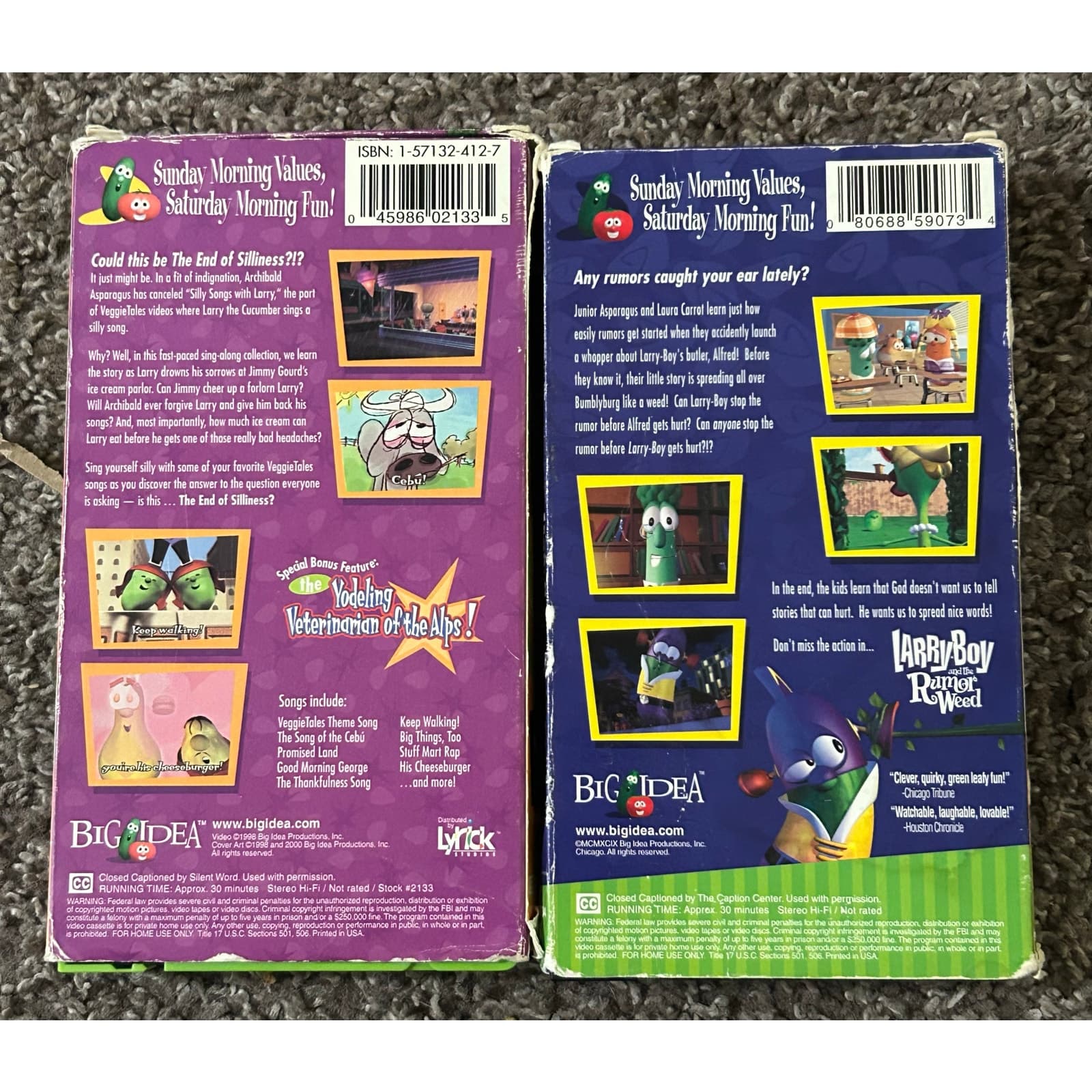 Veggie Tales The End of Silliness? (Green VHS) & Larry Boy & the Rumor Weed VHS - Thumbnail 2