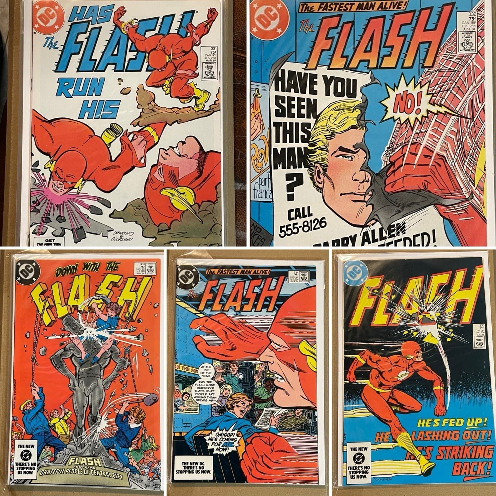 Lot Of 5 FLASH #331 - 335 (1984 DC) Infantino & Giordano Covers - Image 1