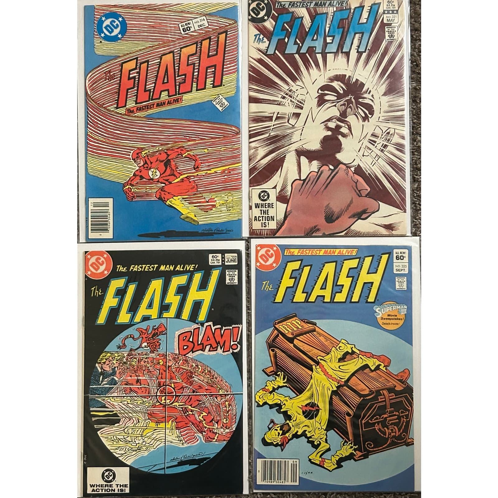 FLASH #316, 321, 322, 325 (1982 DC) Lot of 4 - Carmine Infantino Covers - Image 1