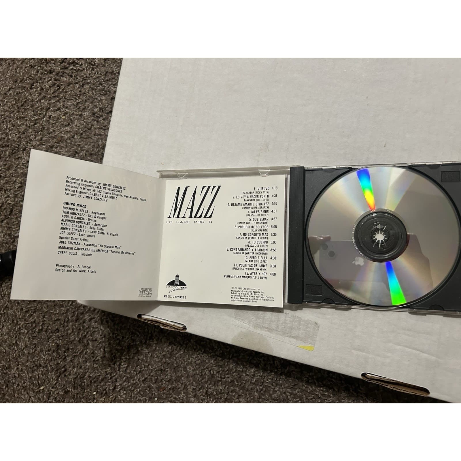 MAZZ Lo Hare Por Ti (1992 Capitol/EMI) Joe Lopez/Gonzalez Cumbia Original CD - Thumbnail 3