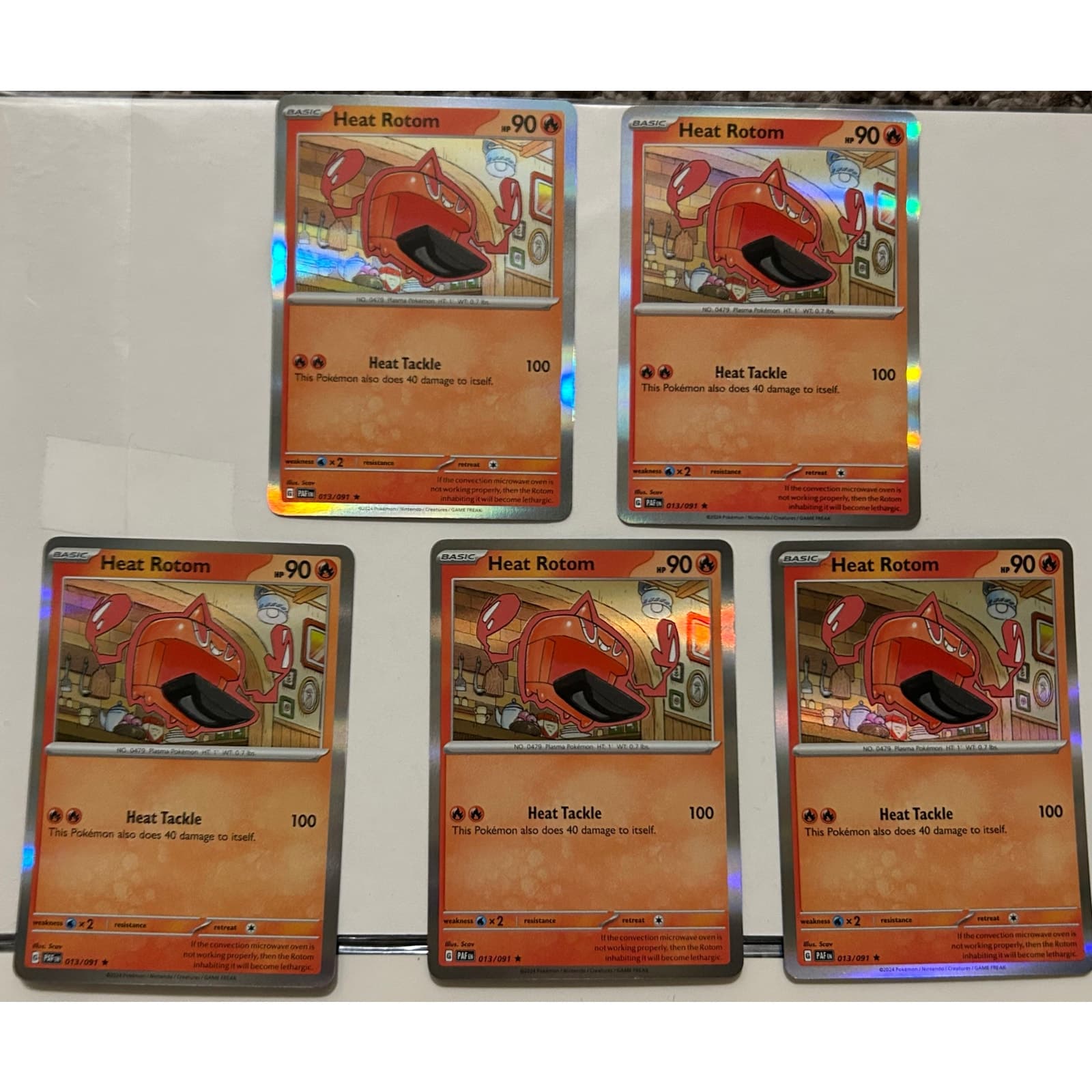 Heat Rotom Paldean Fates Pokemon #013/091 Holo Rare Lot Of 5 - Image 1