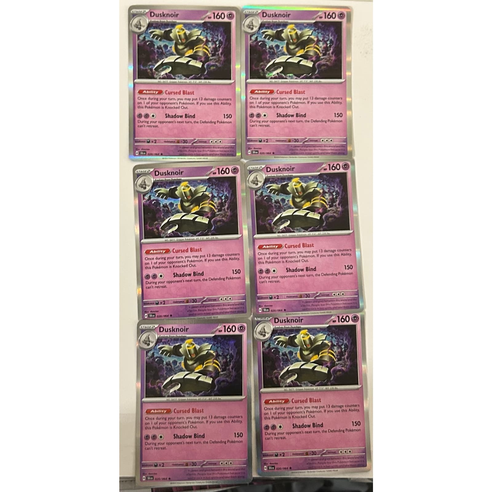 Dusknoir (Holo Foil) Shrouded Fable Pokémon #20/64 Rare Set of 6 - Image 1