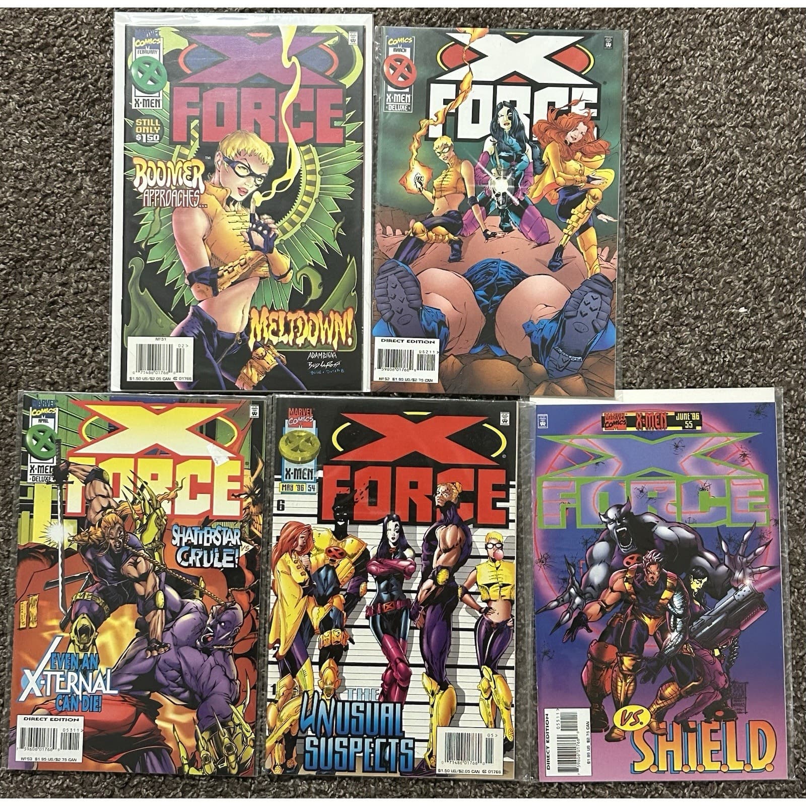 X-Force #51 - 55 (1996 Marvel) Lot Of 5 - 1 KEY ISSUE MELTDOWN - Shatterstar - Image 1