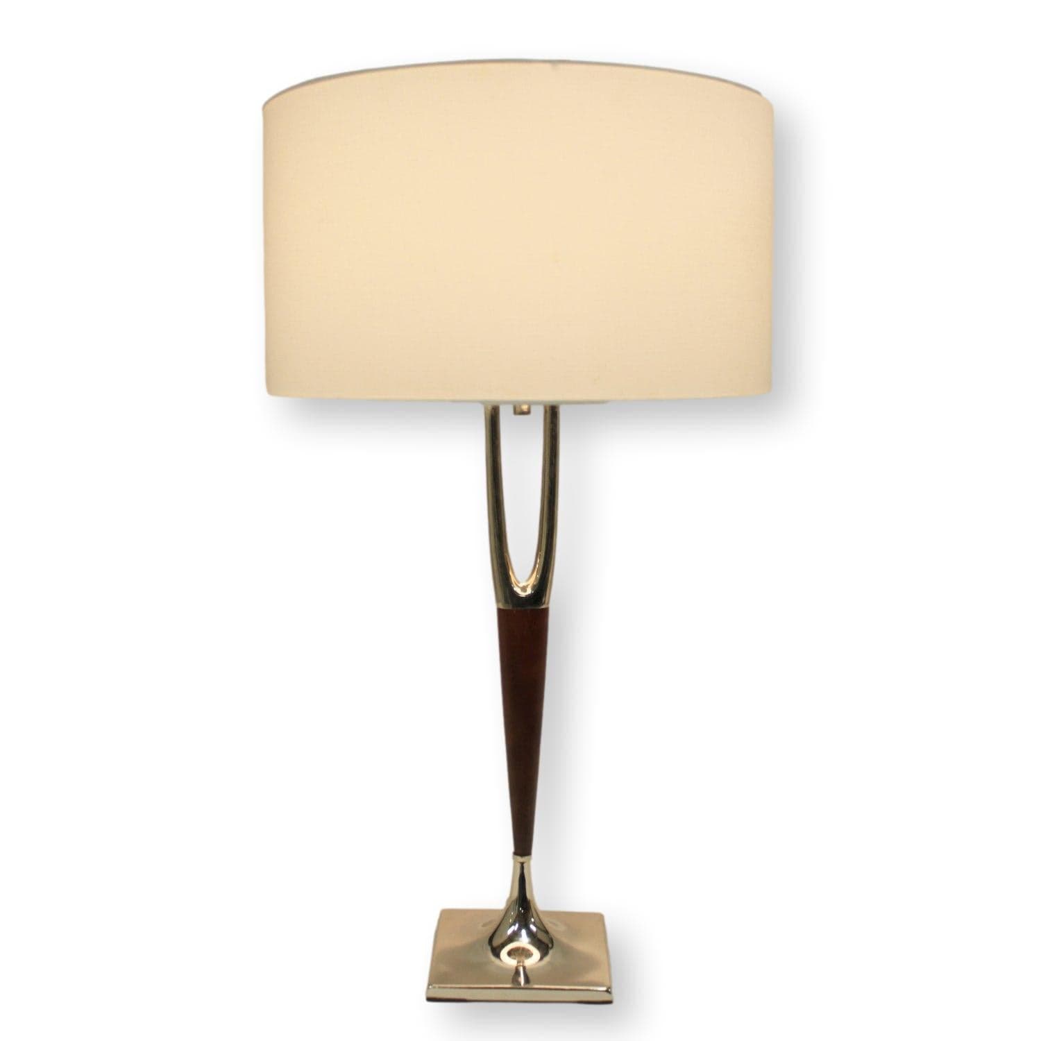 MCM Chrome & Wood Table Lamp - Thumbnail 2