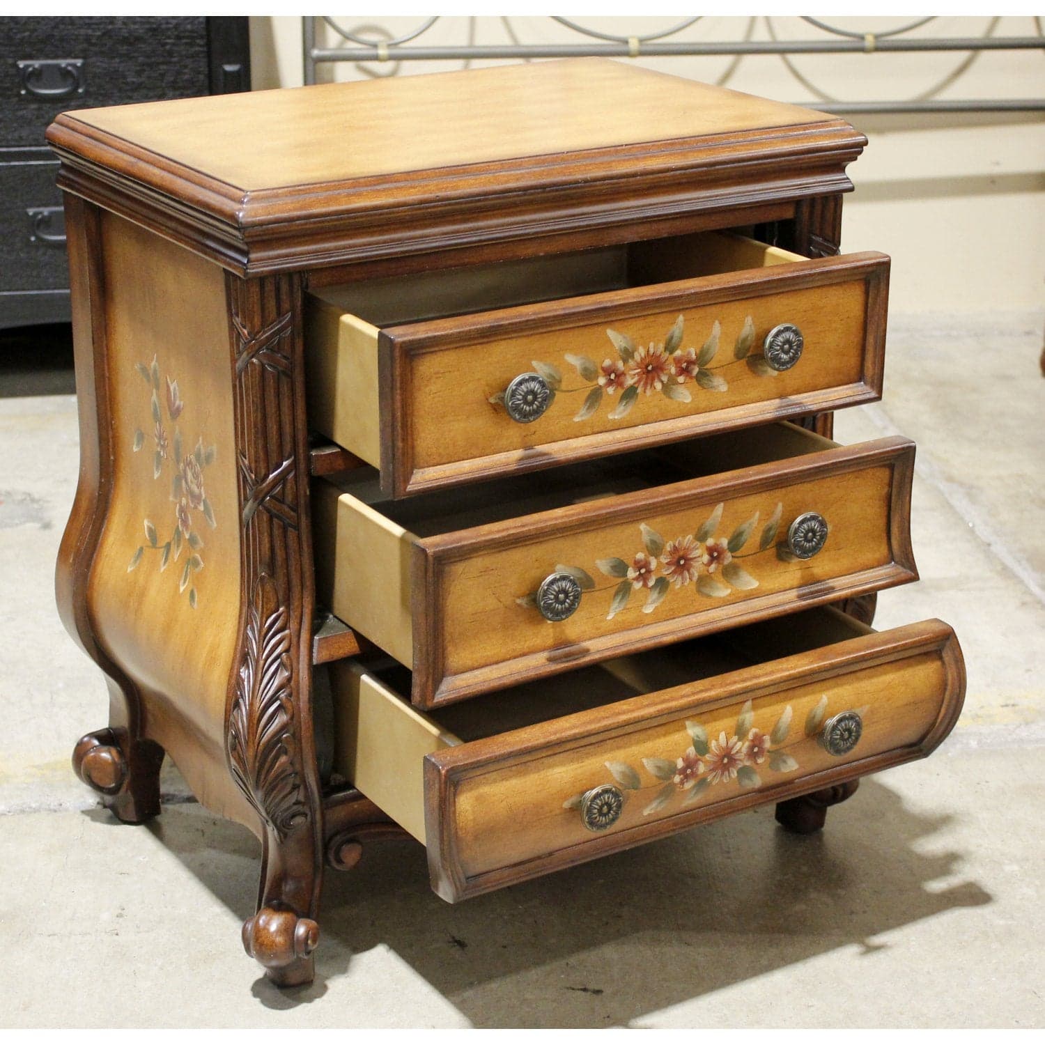3 Drawer Handpainted Nightstand - Multi-Color - Thumbnail 2