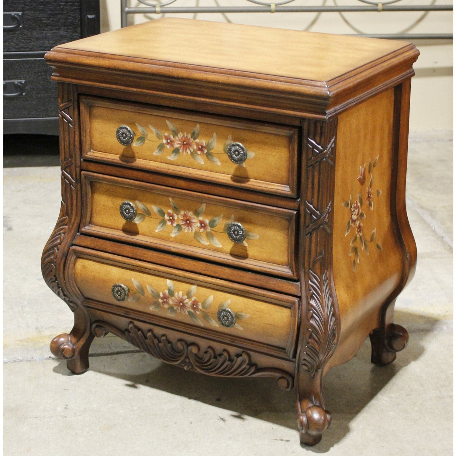 3 Drawer Handpainted Nightstand - Multi-Color - Thumbnail 5
