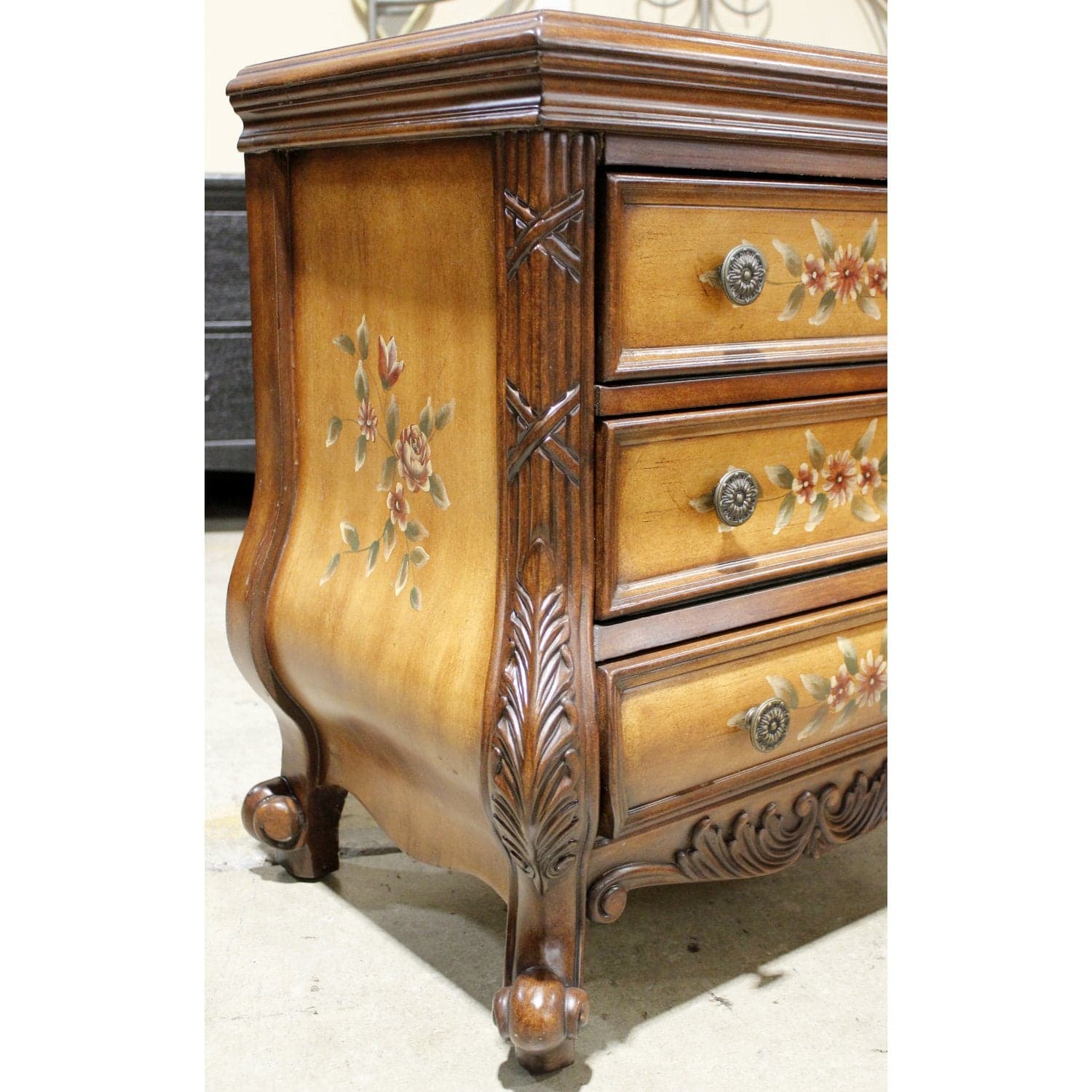 3 Drawer Handpainted Nightstand - Multi-Color - Thumbnail 4