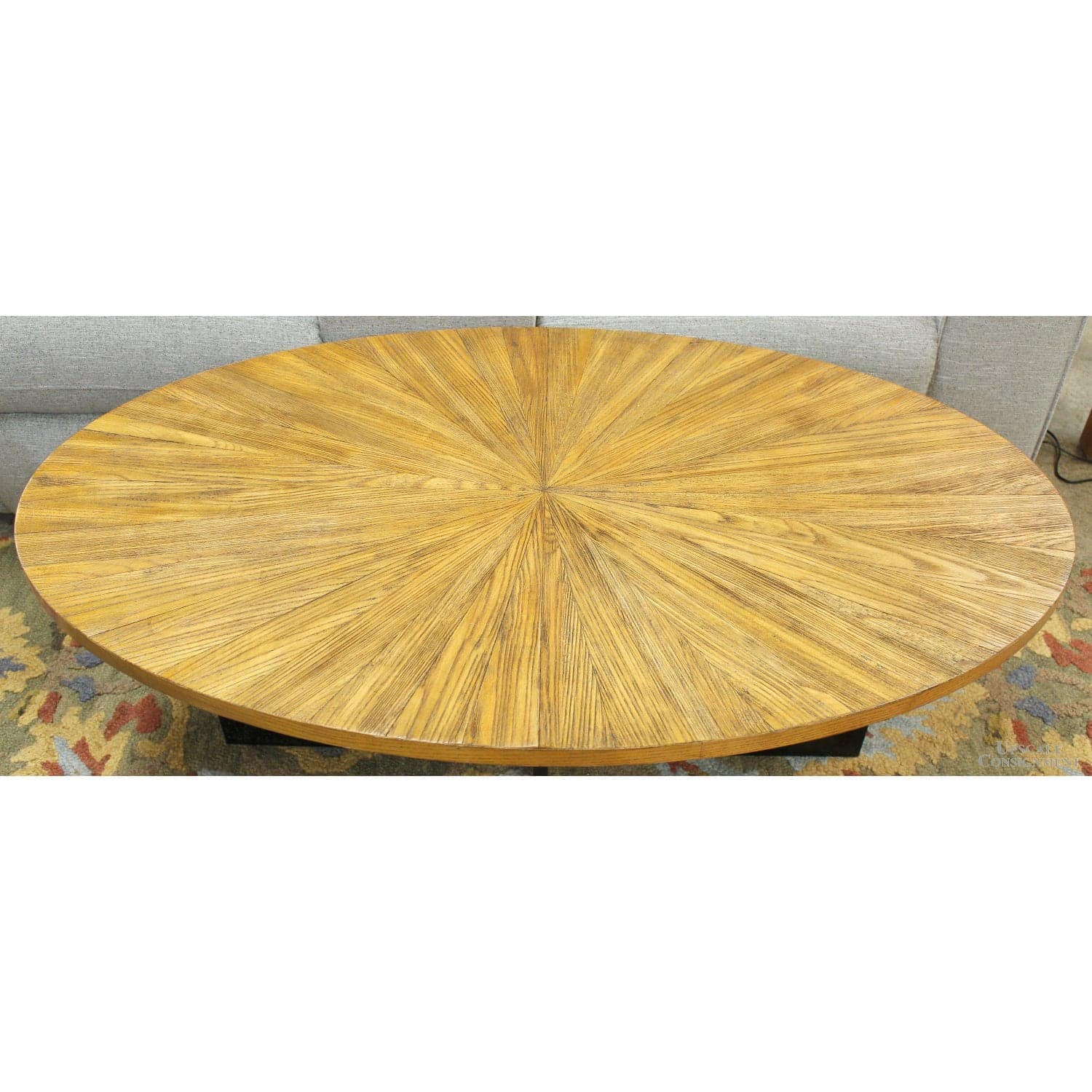 Oval Sunburst Wood & Metal Coffee Table - Thumbnail 3