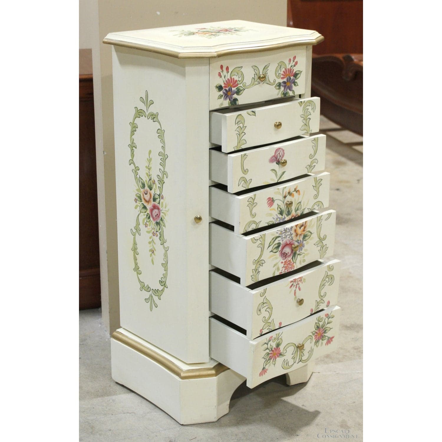 Handpainted Jewelry Armoire - White - Thumbnail 5