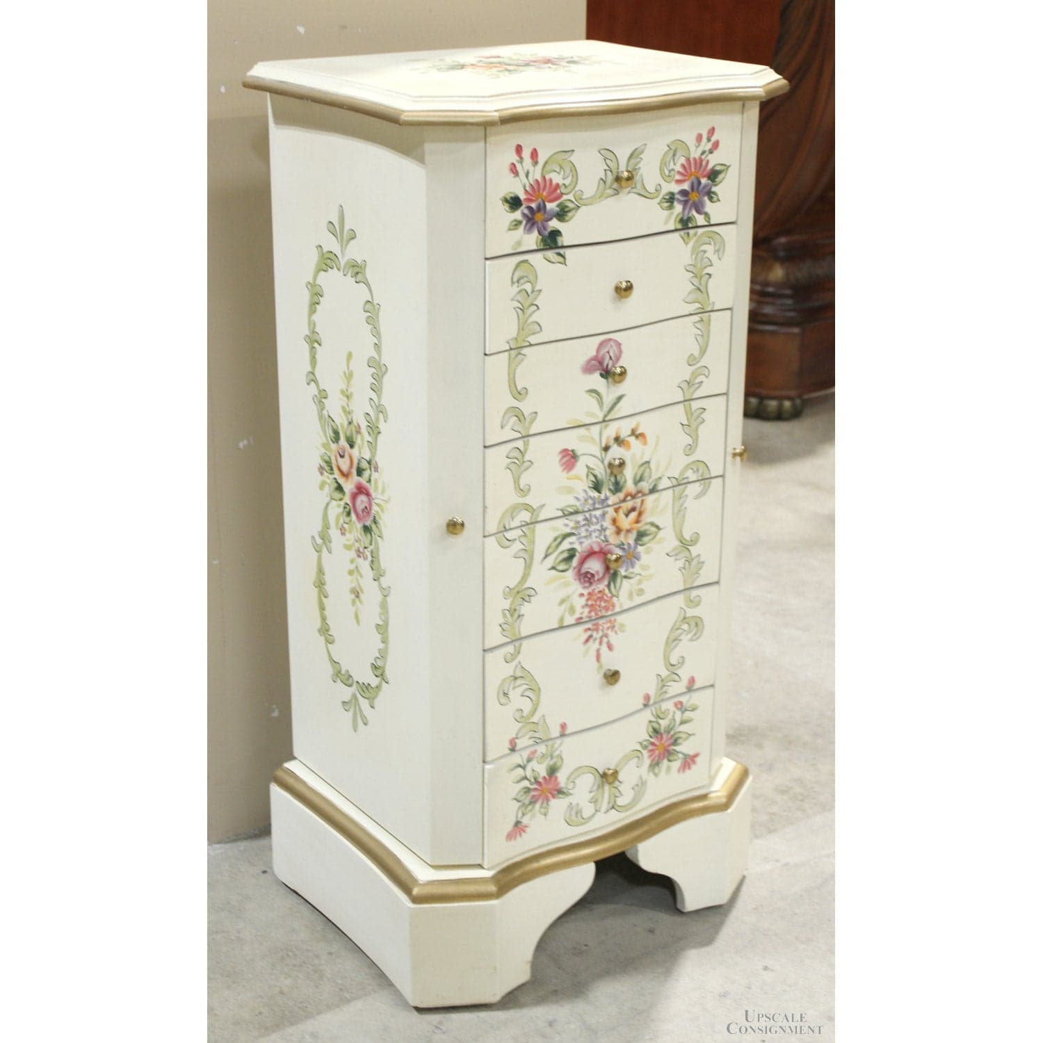 Handpainted Jewelry Armoire - White - Thumbnail 3