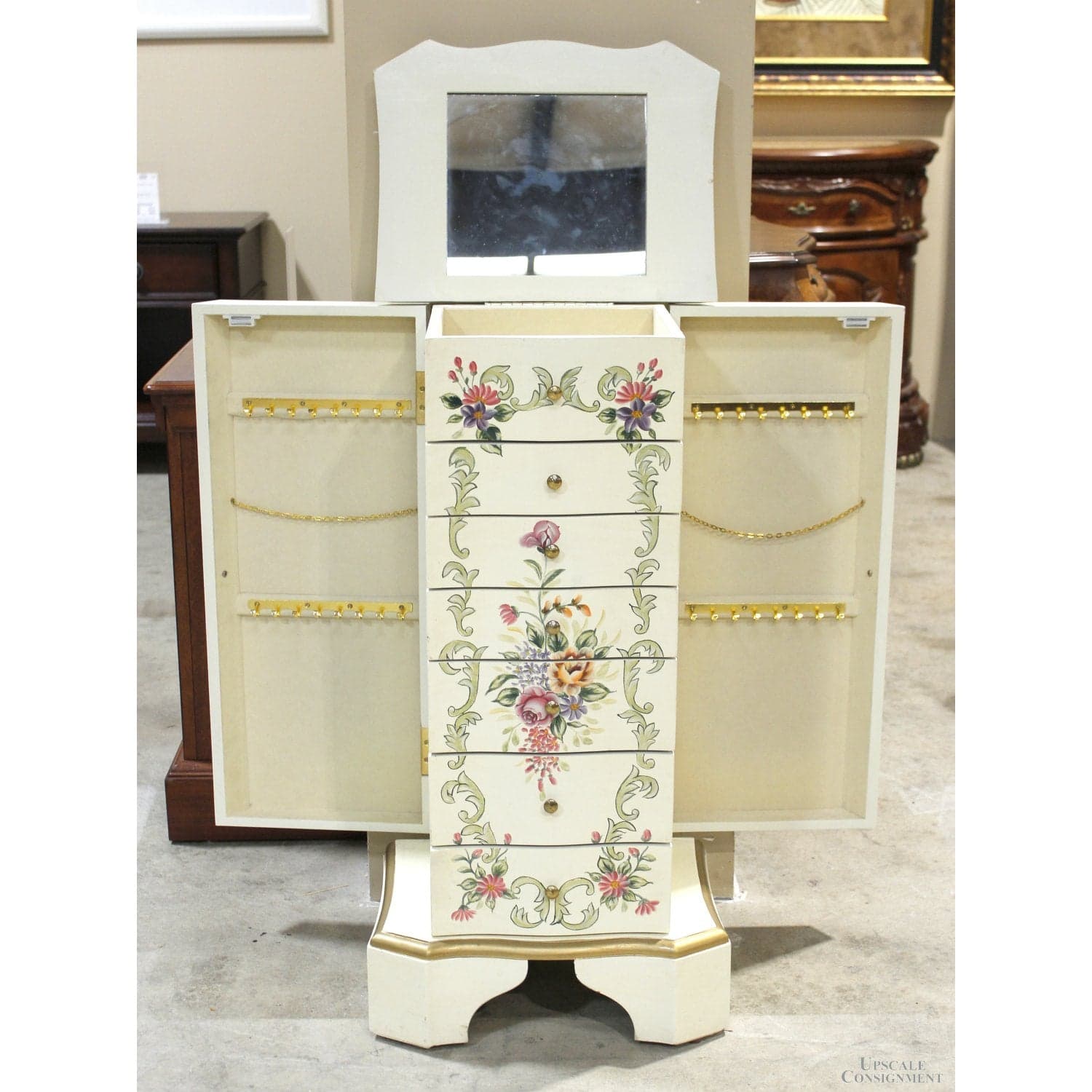 Handpainted Jewelry Armoire - White - Thumbnail 2