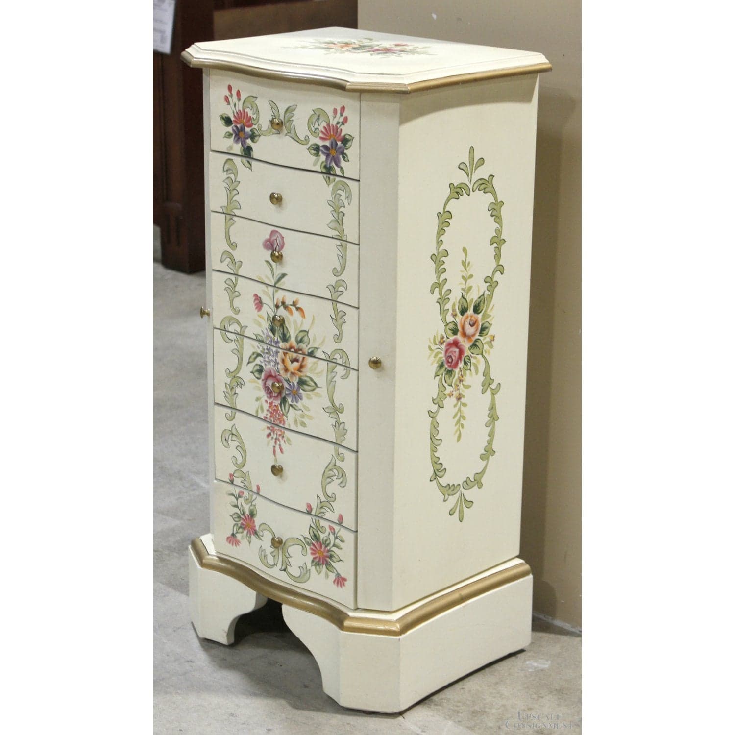Handpainted Jewelry Armoire - White - Thumbnail 4
