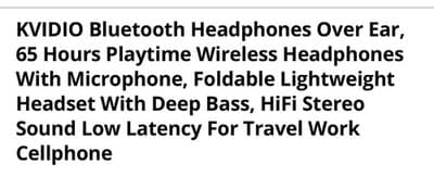 KVIDIO Bluetooth Headphones Over Ear, 65 Hours Playtime Wireless Headphones - Thumbnail 3