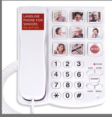 Uvital Big Button Phone for Seniors, Corded Landline Phone with 9 One-Touch Dial - Image 1
