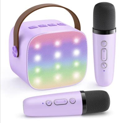 YLL mini kararoke machine for Girls, Portable Bluetooth speaker w/ 2 microphones - Image 1