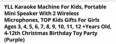 YLL mini kararoke machine for Girls, Portable Bluetooth speaker w/ 2 microphones - Thumbnail 3