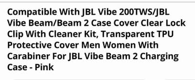 Compatible with JBL Vibe 200TWS/JBL Vibe Beam/Beam 2 Case Cover Clear Lock Clip - Thumbnail 3