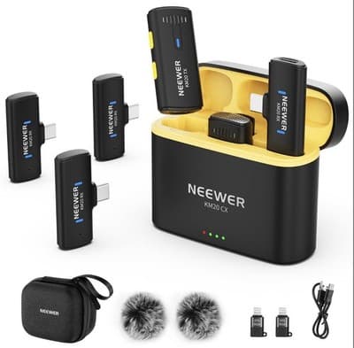 NEEWER Wireless Lavalier Microphone System For IPhone, Mini Clip On Lapel Mic - Image 1