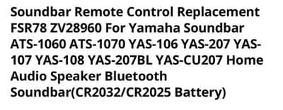 New FSR78 ZV28960 For Yamaha Sound Bar Remote Control YAS-106 ATS-1060 YAS-107 - Thumbnail 2