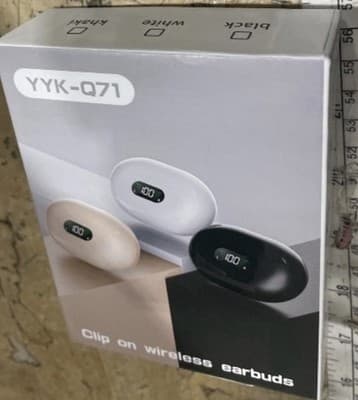 Clip-On Wireless Bluetooth 5.3 Bone Conduction Earbuds LED Display Black - Thumbnail 2