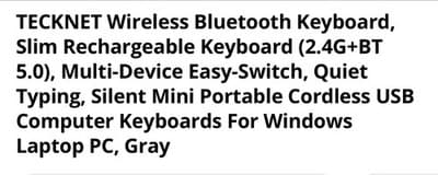 TECKNET Wireless Bluetooth Keyboard, Slim Rechargeable Keyboard - Thumbnail 3