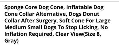 Sponge Core Dog Cone, Inflatable Dog Cone Collar Alternative, - Thumbnail 2
