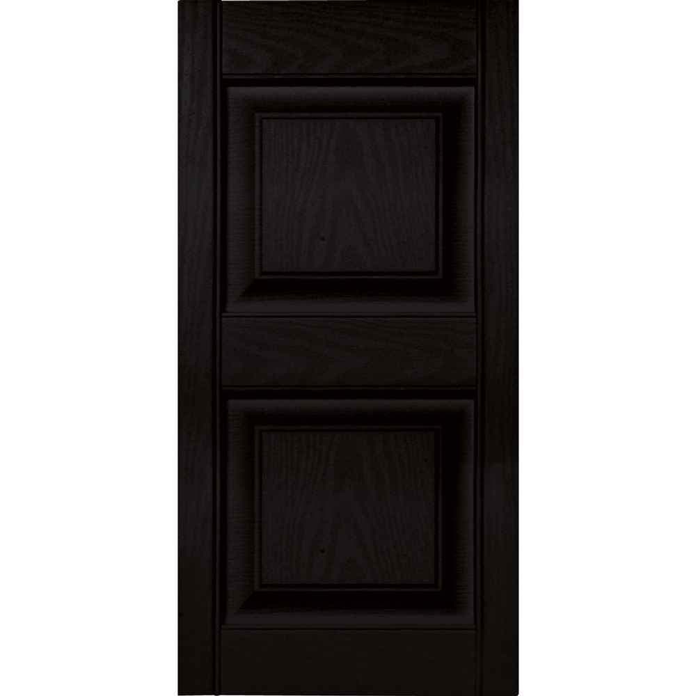 Builders Edge 15 in. Vinyl Raised Panel Shutters in Black - Set of 2 (14.75 in. - Image 1