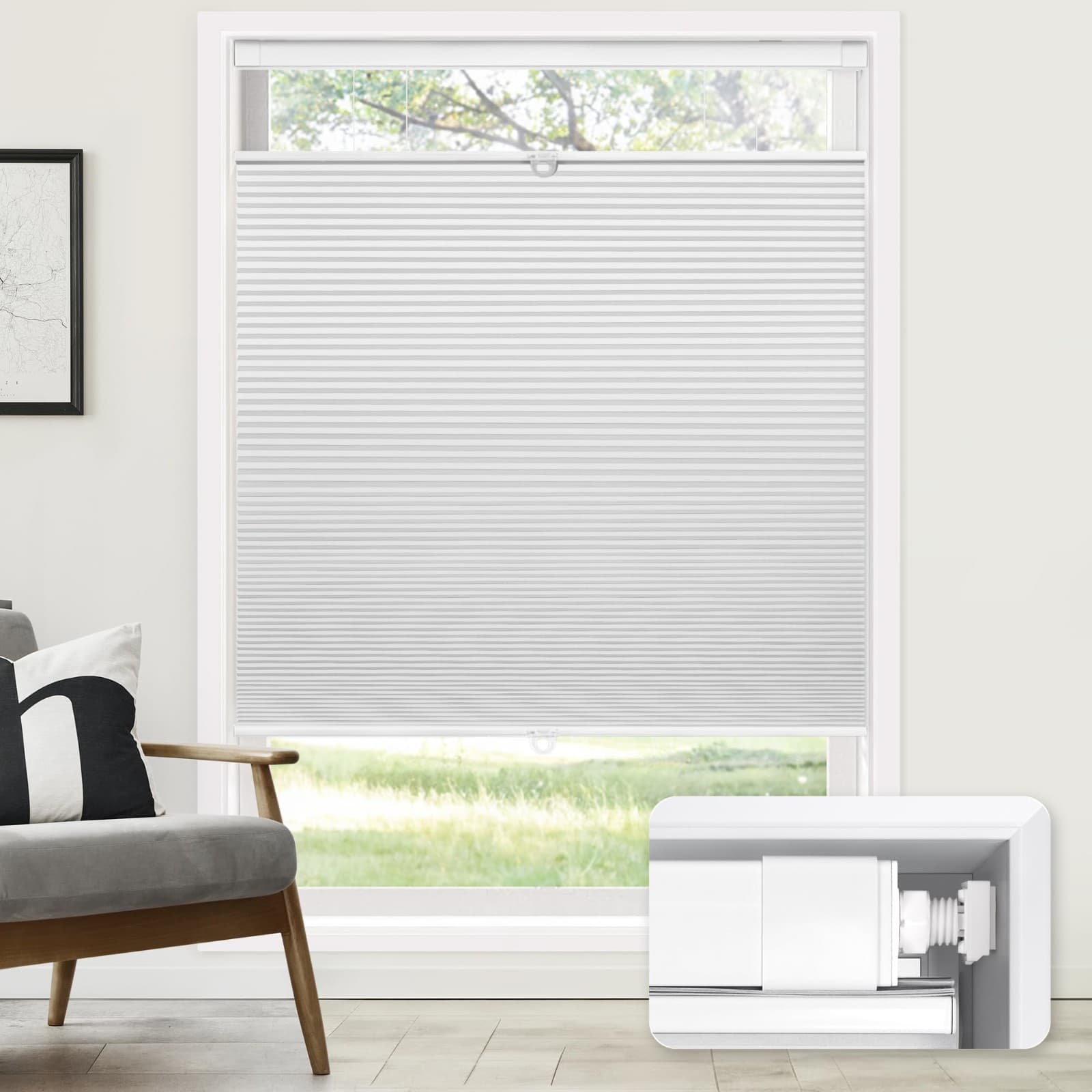 LazBlinds No Tools No Drill Cordless Cellular Shades, Top Down Bottom Up (TDBU) - Image 1