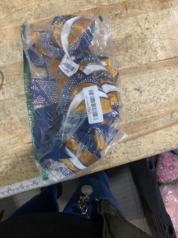 DEEKA 6 PCS Glitter Cheer Bows Rhinestone Large Stiff Competition Team Hair B... - Thumbnail 2