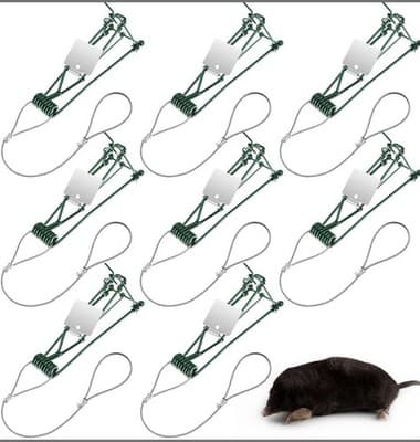 8 Pack Mole and Gopher Traps Outdoor Use, Reusable Metal Vole Trapping Set - Image 1