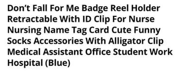 Don't Fall For Me Badge Reel Holder Retractable With ID Clip - Thumbnail 3